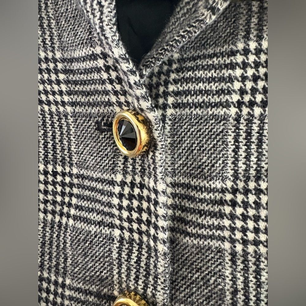 Albert Nipon Blazer Shiny Thread, Wool Plaid Gold… - image 5